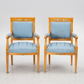 Salon group, 6 pieces, Empire style, around 1900.