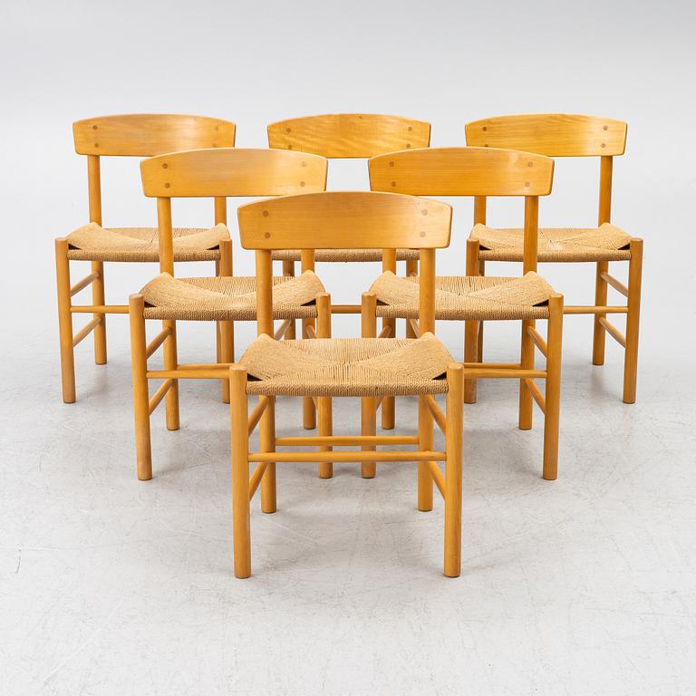 Børge Mogensen, stolar, 6 st, "J39", FDB Møbler, Danmark.