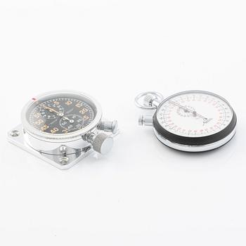 Two rally stopwatches, L. Sundstedt, Stockholm and Minerva, provenance from the Swedish Rally to the Midnight Sun.