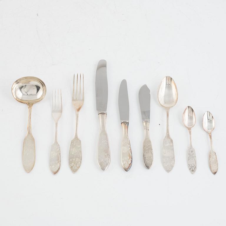 A 148-piece silver cutlery service, 'Tornedal', various makers, Sweden, 1930-75.