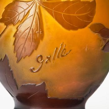 Emile Gallé, a set of two Art Nouveau cameo glass vases, Nancy, France.
