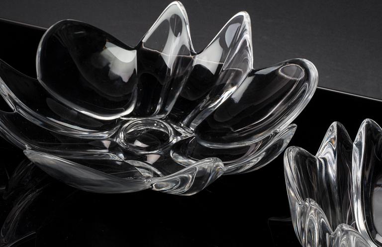 3 pcs of glass bowl, Orrefors, late 20th century,