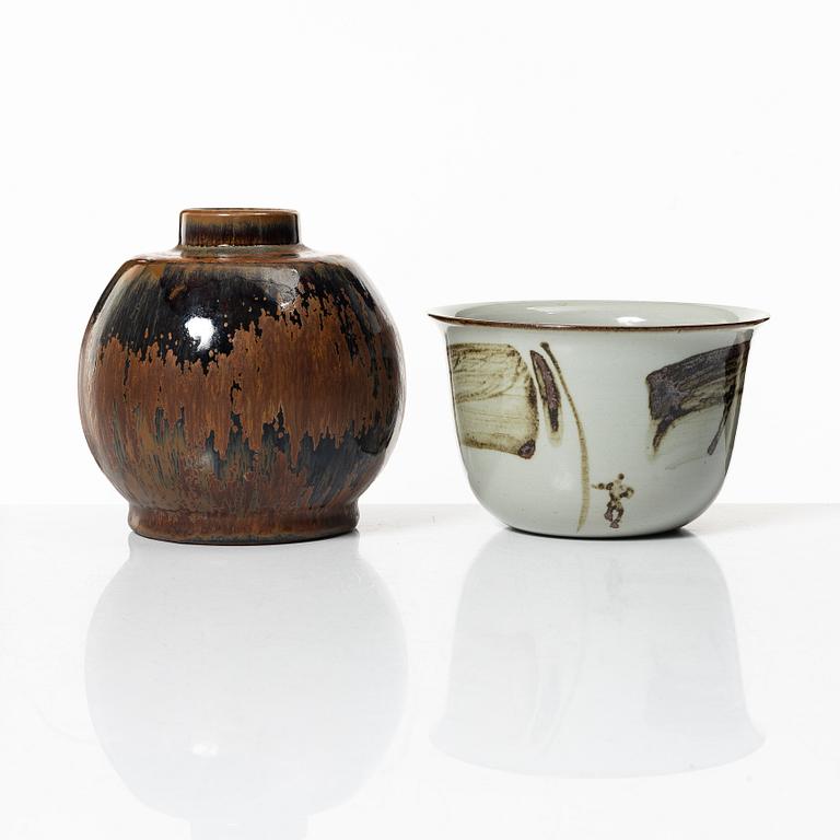 Carl-Harry Stålhane, vas samt skål, unikat, stengods, Rörstrand och Designhuset.
