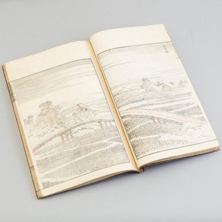 13 Japanese woodblock printed books with illustrations, 19th century.