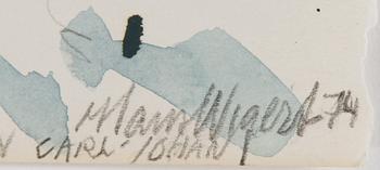 DRAWINGS AND HAND COLOURED ETCHINGS, 5 pcs, Hans Wigert and Lena Cronqvist.