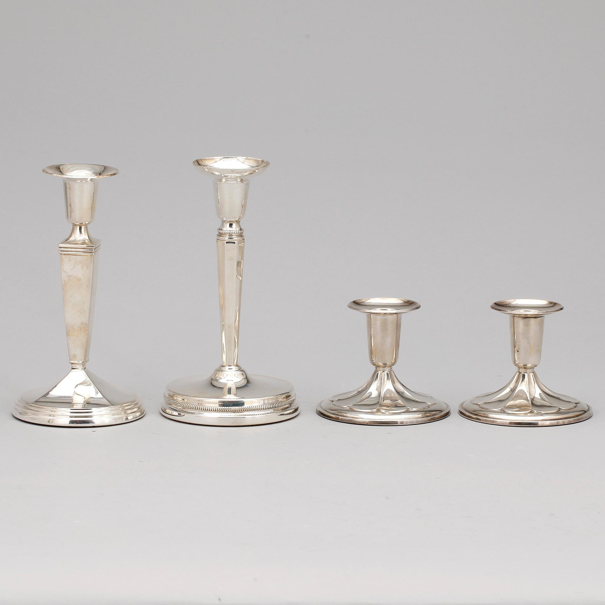 LJUSSTAKAR, 4 st, silver, bla Ceson, Göteborg 1972.