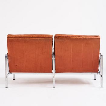 Preben Fabricius & Jørgen Kastholm, a two-seated brown leather sofa, Kill International, Germany 1960s.