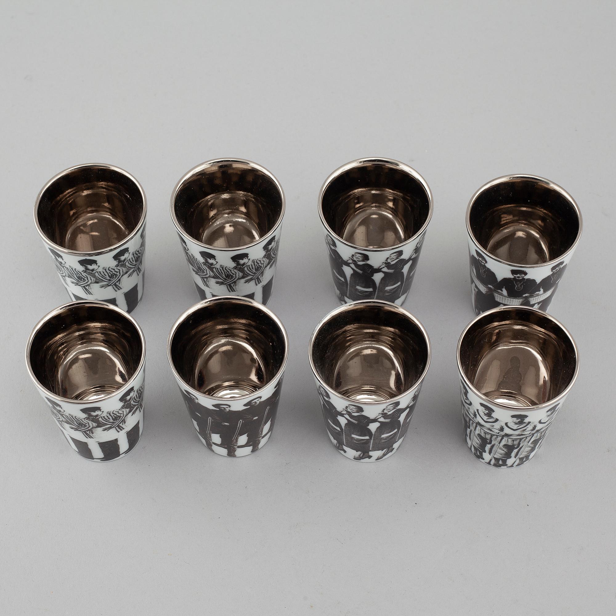 Eight porcelain shot glasses by Åsa Lindström for Rörstrand, 21th century.