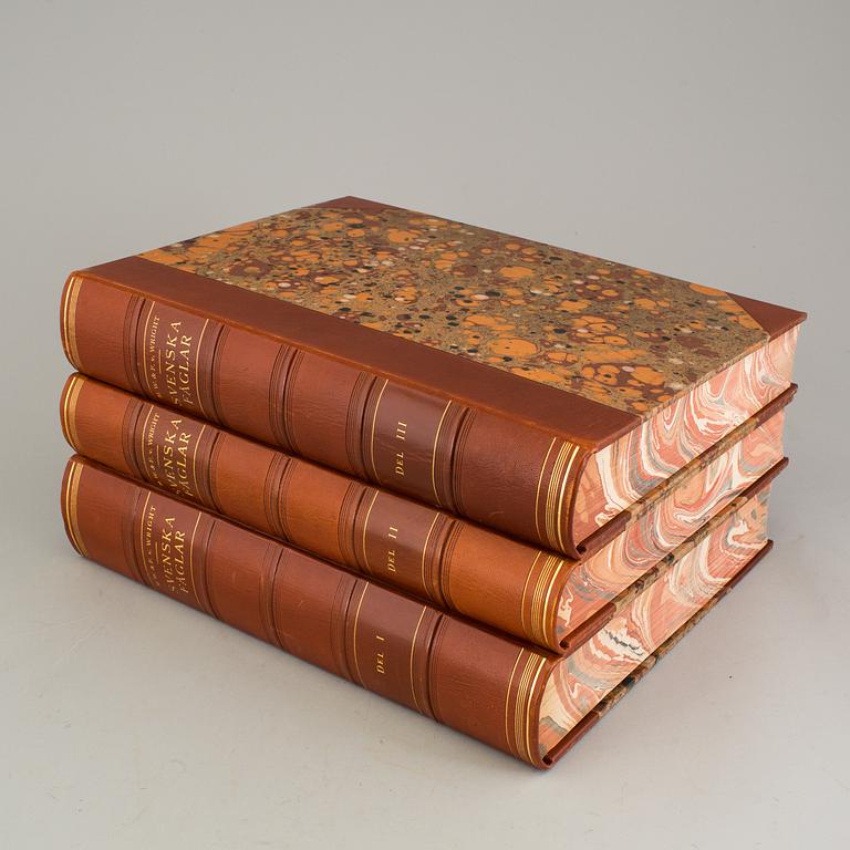 Set of three books, "Svenska Fåglar", M., W. & F. von Wright, Stockholm 1924-19.