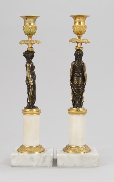 A pair of late Gustavian circa 1800 candlesticks.