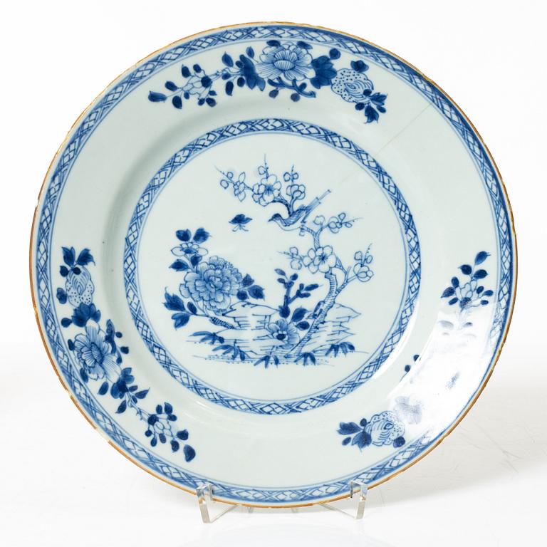 Tallrikar, 10 st, kompaniporslin, Kina, Qingdynastin, Qianlong (1736-95).