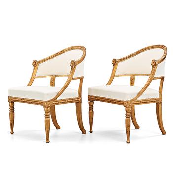 16. A pair of late Gustavian armchairs, circa 1800.