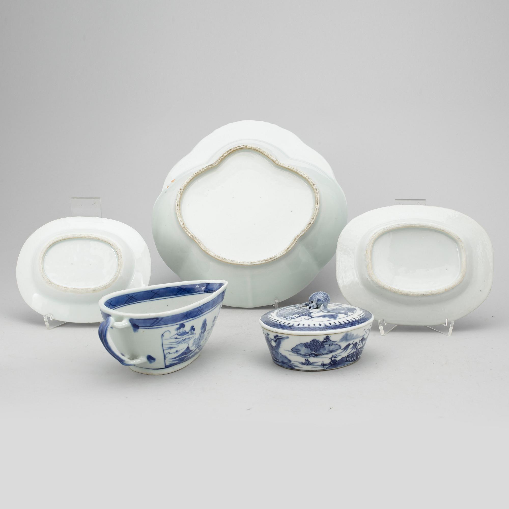 SERVISDELAR, 4 stycken, Kina tidigt 1800-tal.