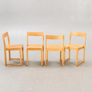 A st of seven Sven Markelius Orkesterstolen birch chairs mid 1900s.