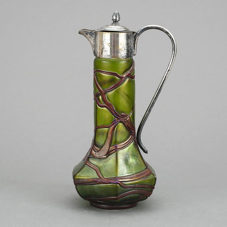 KANNA, jugend, nysilver samt glas, 1900-talets början. Sannolikt Lötz, Österrike.