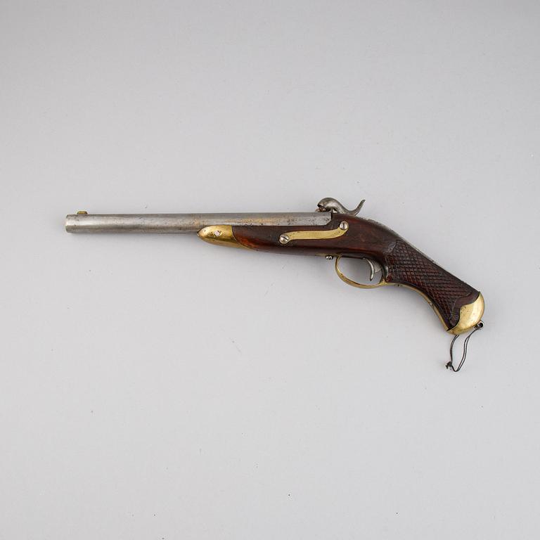 A rifled Swedish percussion pistol,  1850 pattern.