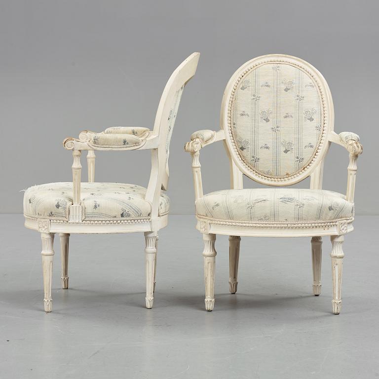 A pair of Danish late 18th century armchairs.