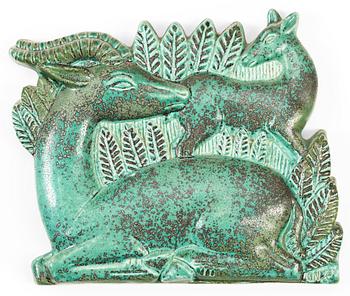 379. A Gunnar Nylund stoneware plaque, Rörstrand.