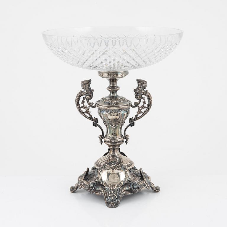 A silver and cut glass centrepiece, Estonia, circa 1920-1940.