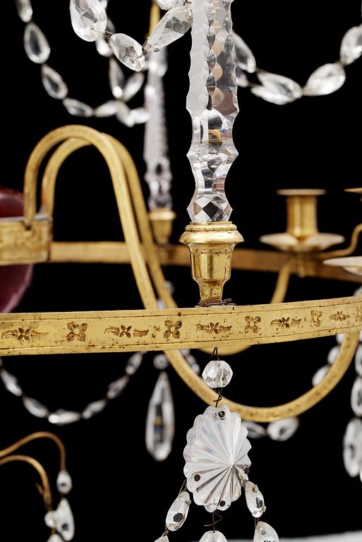 A six-light chandelier by Fischer, St Petersburg 1797. Signed "FECIT I A S FISCHER ST PETERSBURG 1797".