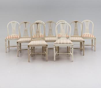 STOLAR, 9 st, snarlika, gustaviansk stil, 1900-talets andra hälft.