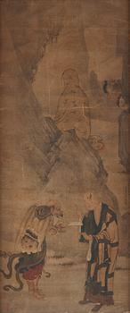 851. A Japanese Kakiemono, ink and watercolour on silk, Edo period.