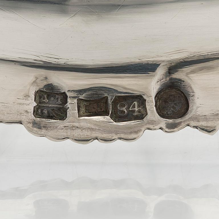 A silver tray, maker's mark of Adolf Sper, Saint Petersburg 1840.