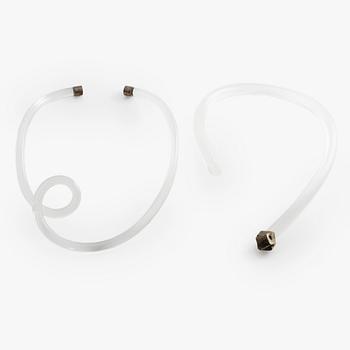 Siv Lagerström, necklaces, two pieces, acrylic and pyrite.