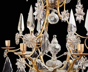 A Swedish Rococo 18th century six-light chandelier.