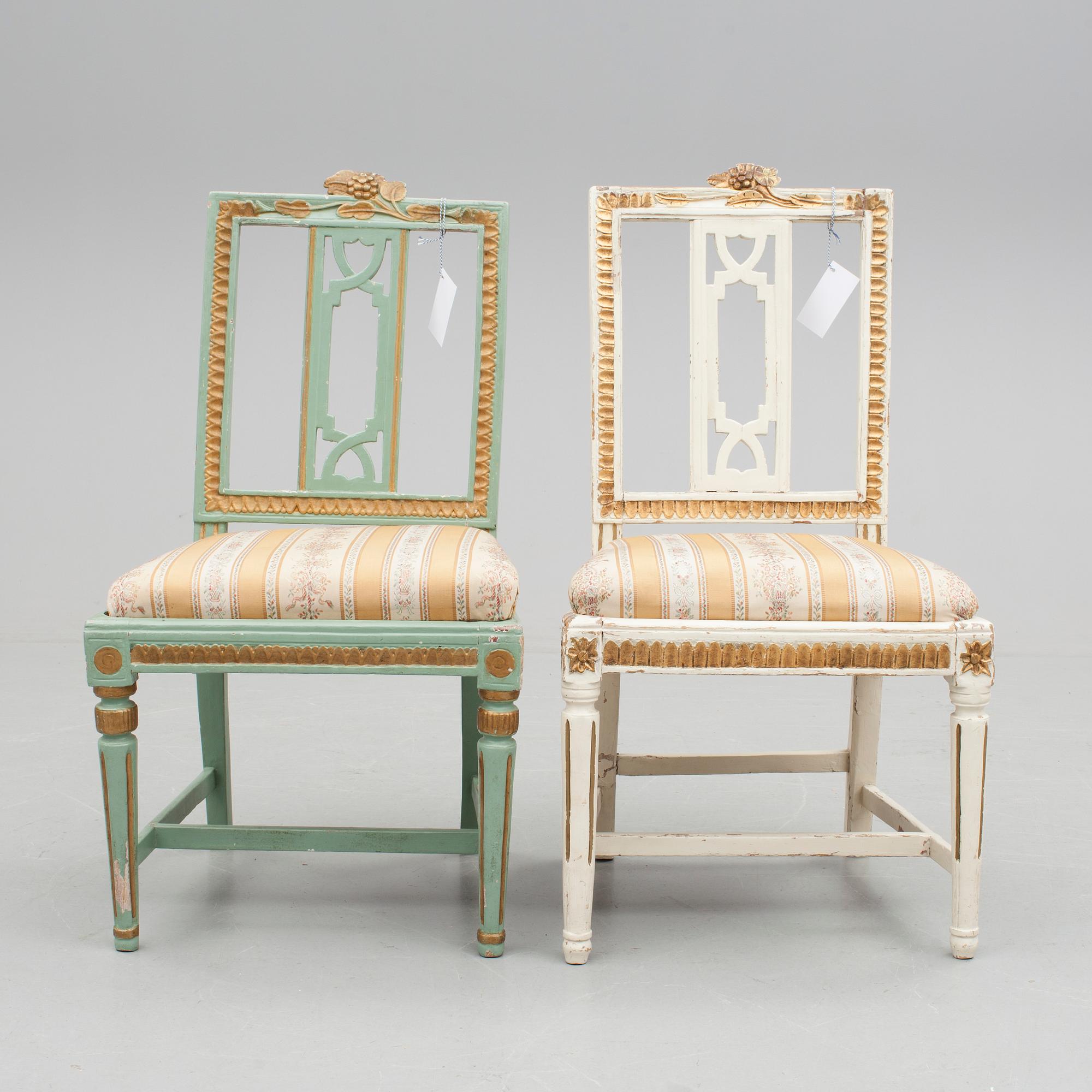 STOLAR, två st, sengustavianska, Lindome, omkring 1800.