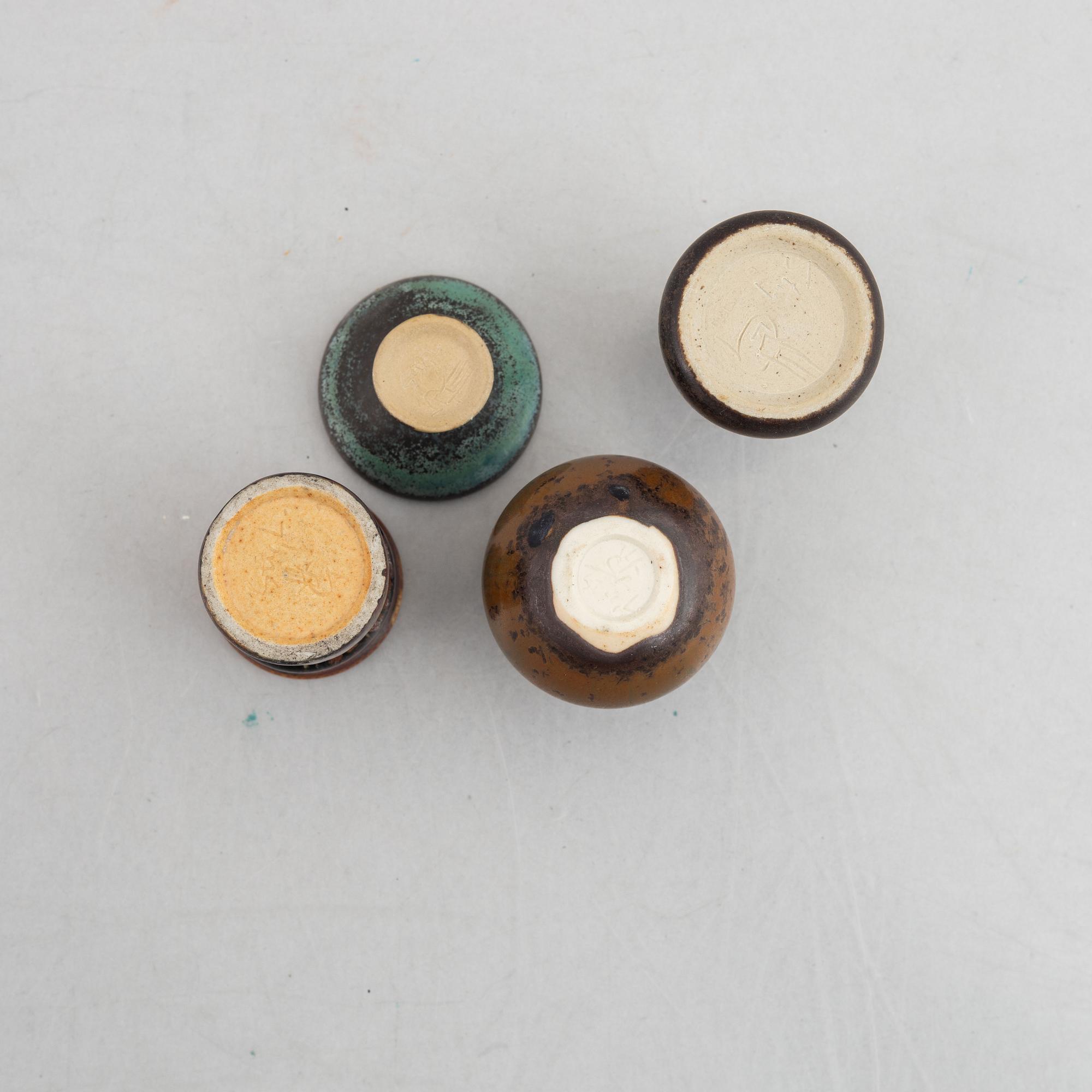 Stig Lindberg, a set of seven miniatures, Gustavsberg Studio ( five vases, two bowls).