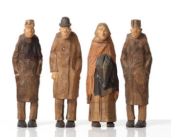 AXEL PETERSSON DÖDERHULTARN, group of wood sculptures, 7 pieces. Signed and five dated 1918.