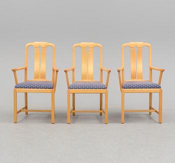 CARL MALMSTEN, three birch 'Ambassadör' armchairs from Åfors Möbelfabriks AB.