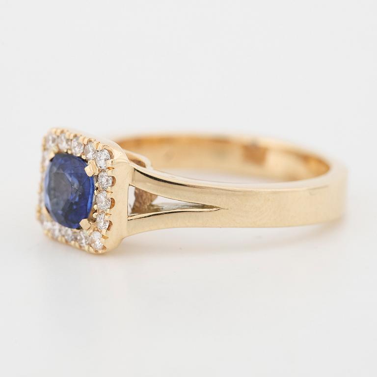 Sapphire and brilliant-cut diamond ring.
