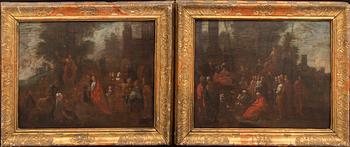 Unknown artist, a pair of 17th century unsigned oil on board.