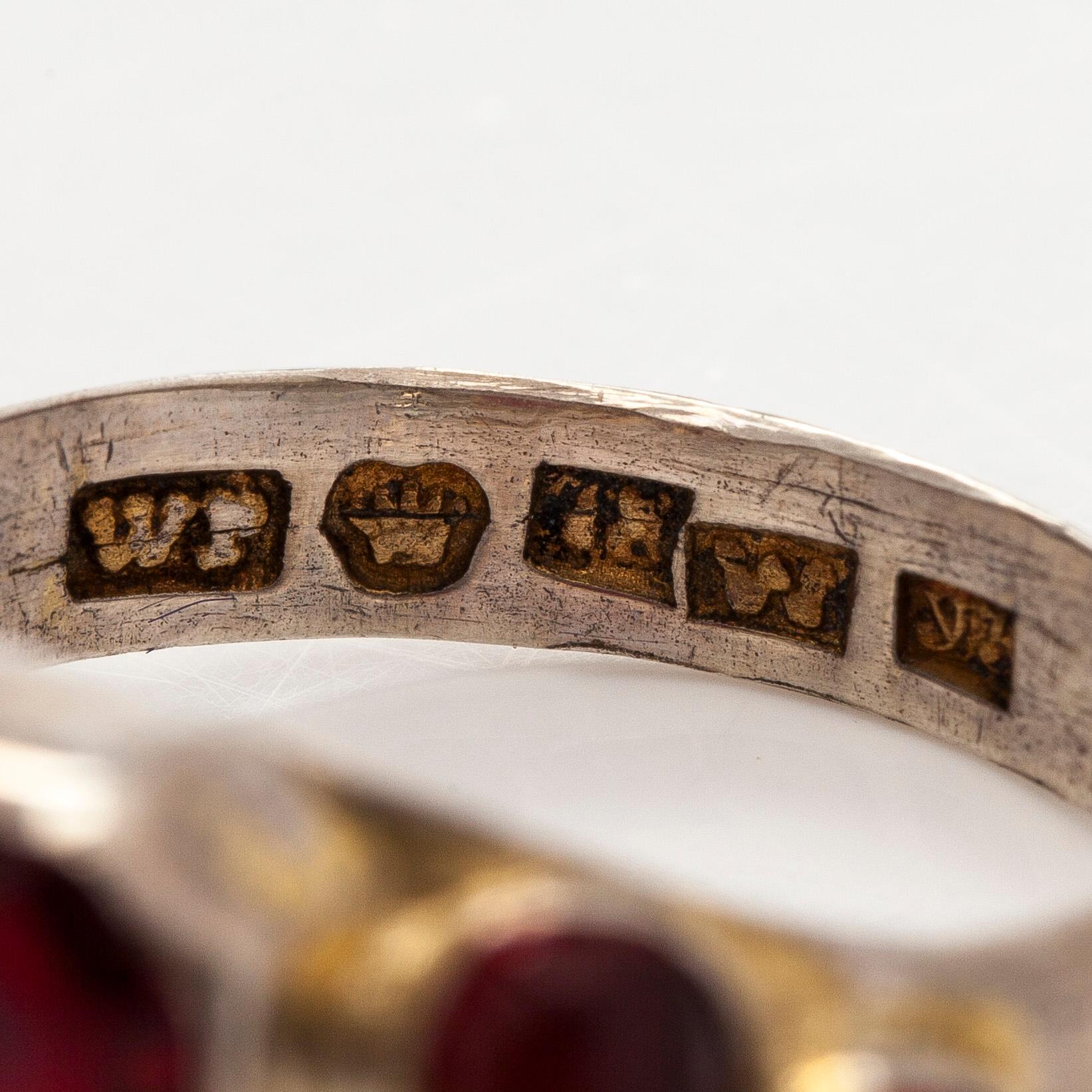 Ringar, 3 st, silver, glas, Finland 1800-talets andra hälft.