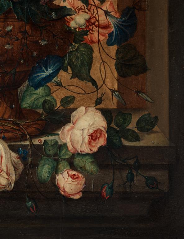 Coenraet (Conrad) Roepel Efter, Stilleben med blommor, fjärilar och ett fågelbo.