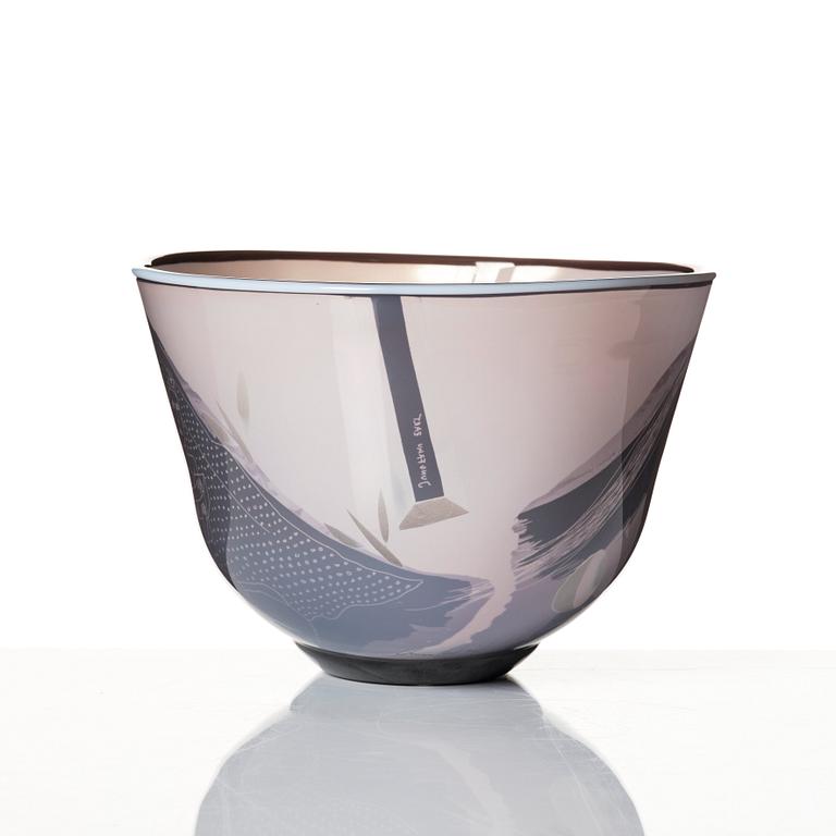 Ann Wolff, 'Jungfrau Zart', an etched and engraved glass bowl, Stenhytta Glasstudio, Transjö, Sweden 1979-83.