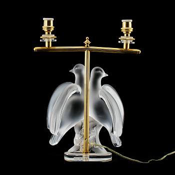 BORDSLAMPA, glas, Lalique, sign "Lalique R  France".