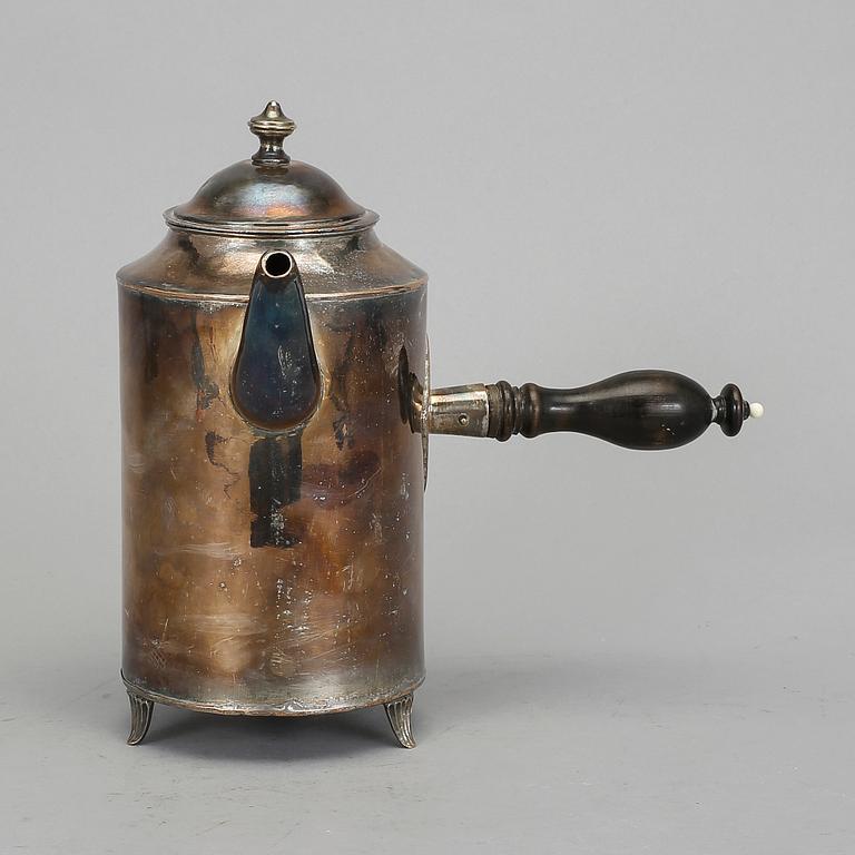 KANNA med LOCK, försilvrad koppar, O. F. Richman, Falun, sengustaviansk, 1800-talets början.