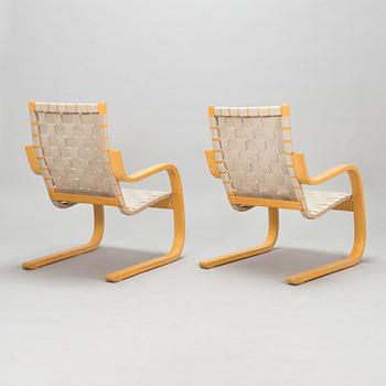 Alvar Aalto, fåtöljer, ett par, modell 406 för Artek, 1980-tal.
