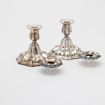 Candlesticks, silver, a pair, C. G. Hallberg, Stockholm, 1946.