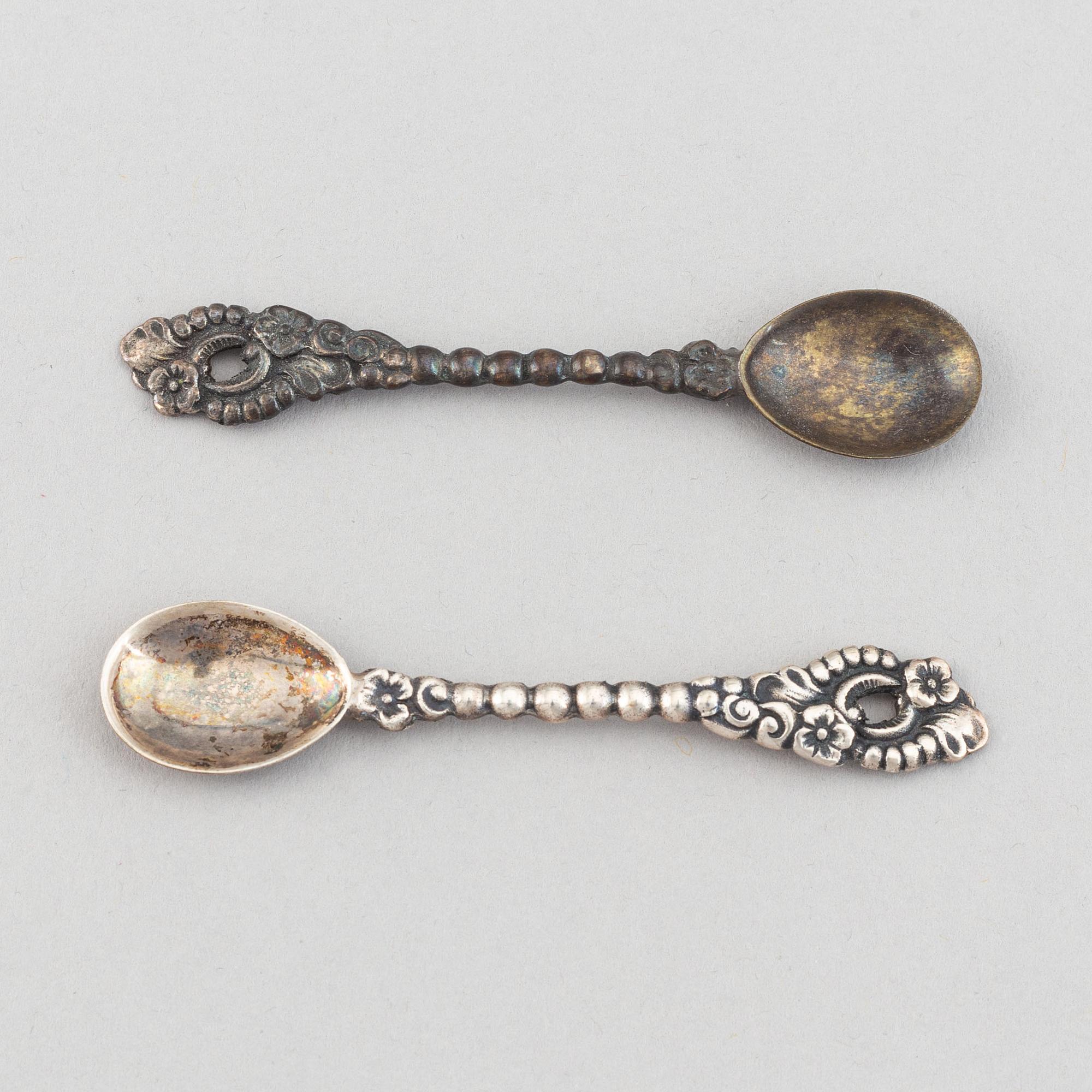 A pair of Swedish Gustavian silver and glass salt cellars, 1785.
