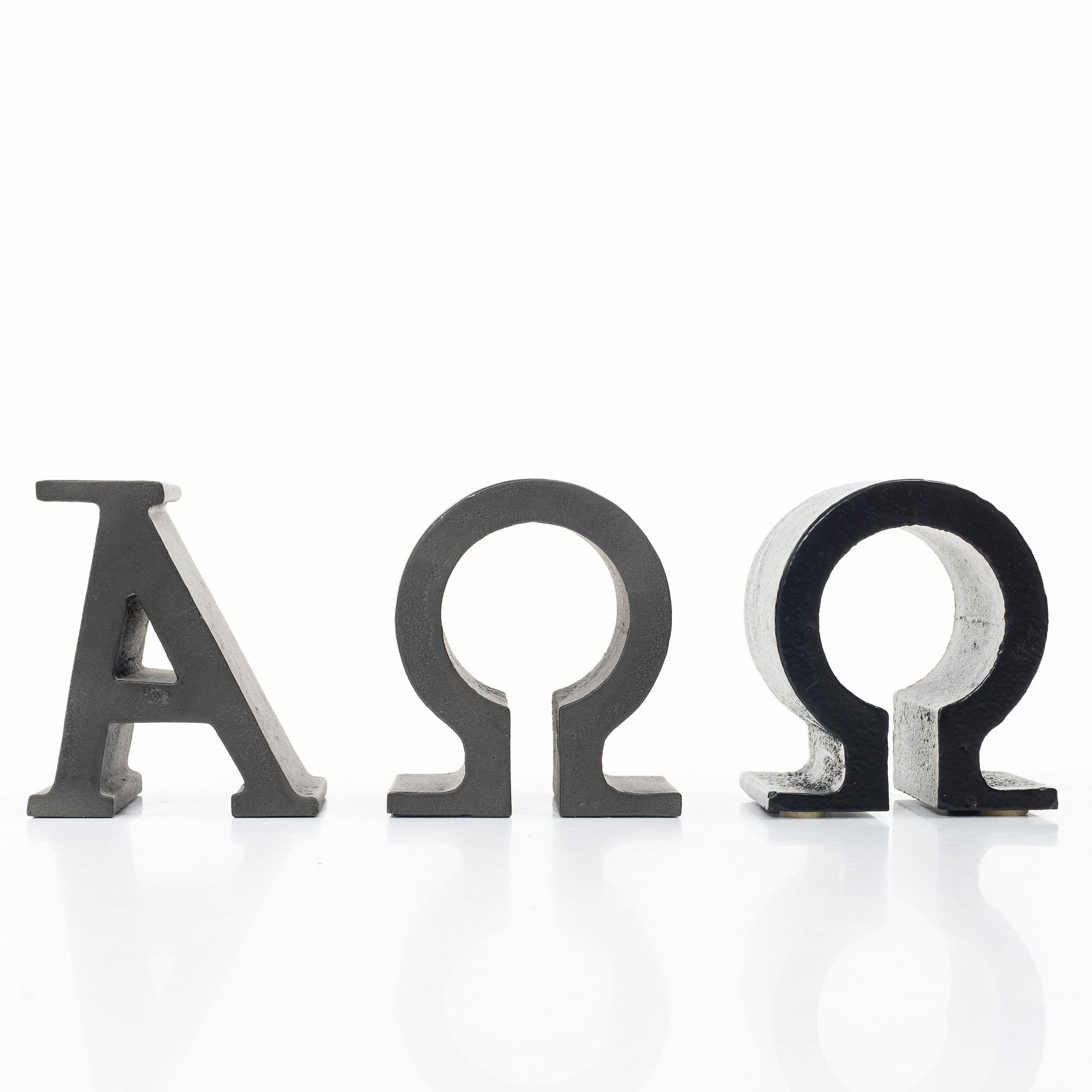 Josef Frank, Bookends, 3 pieces, "Alfa Omega", Firma Svenskt Tenn.