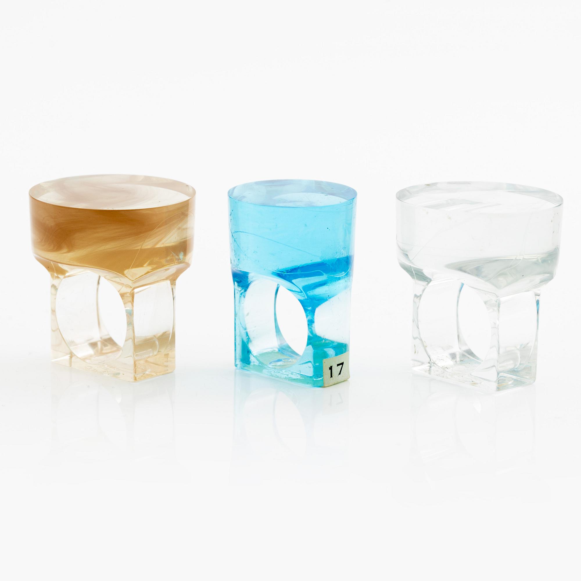 Siv Lagerström, three rings, acrylic plastic, 1970s.