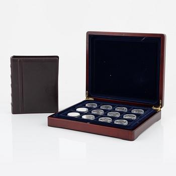 Sveriges Regenter, 36 minnesmedaljer i sterlingsilver, utgivet av Mynthuset.