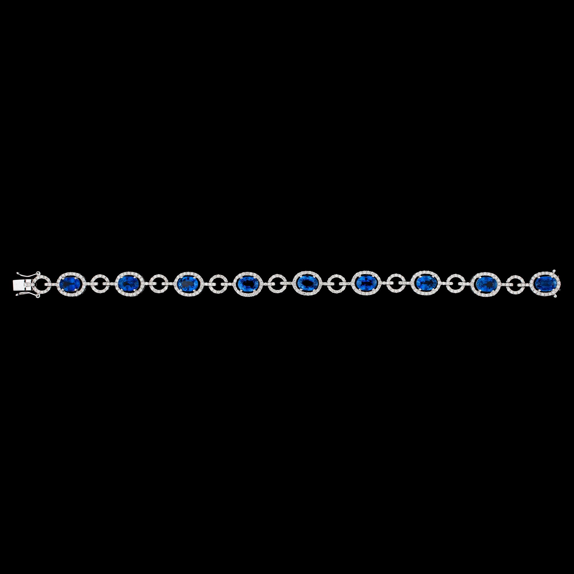 ARMBAND, blå safirer, 10.53 ct, briljantslipade diamanter 2.21 ct.