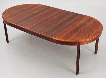 Bertil Fridhagen, a rosewood-veneered dining table with four chairs, BOdsfors, Sweden, 1960's.
