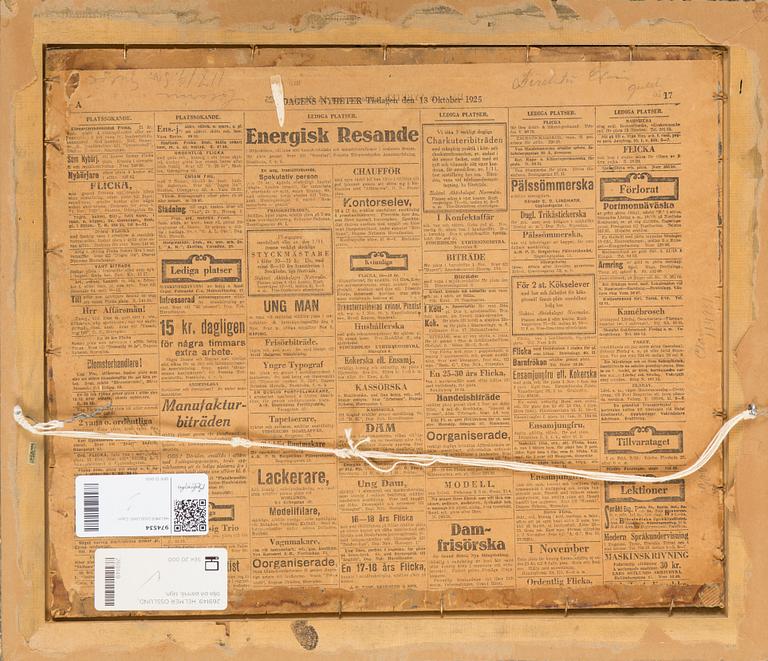 HELMER OSSLUND, olja på papp-pannå, signerad.