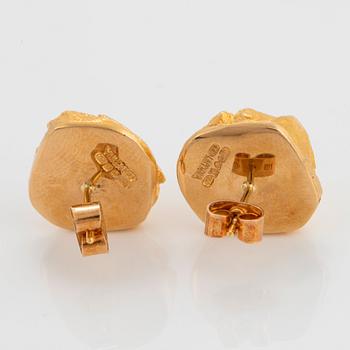 A pair of 18K gold Lapponia earrings "Ökenros" design Björn Weckström.